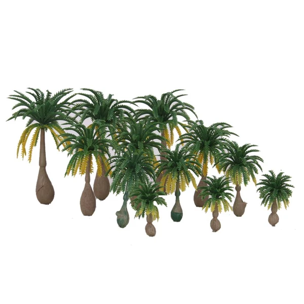 Safe Maxbell 12pcs Layout Model Train Coconut Palm Trees Rain Forest Scale 1 100-1 250 Detailed