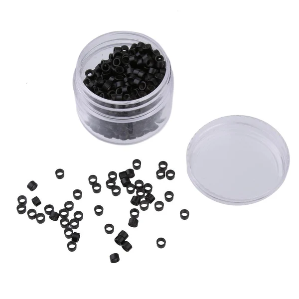 Convenient Maxbell 500Pcs 5mm Aluminum Micro Nano Rings Beads for Hair Extensions Black Recyclable