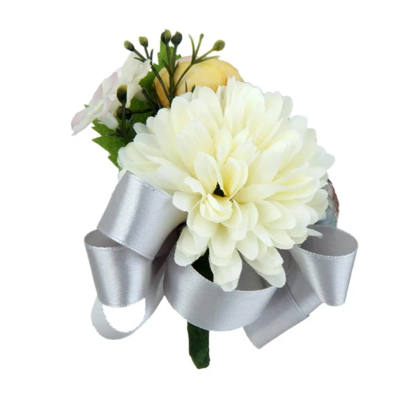 Artisan Maxbell Wedding Bridal Groom Men Tuxedo Boutonniere Corsage Flower Brooch Grey Satin Efficient