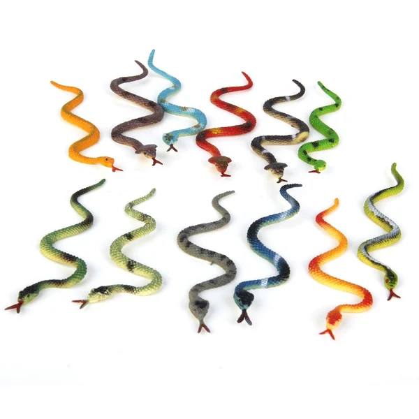 Expertly Made Maxbell Plastic Reptiles Animal Snake Model Toy 12pcs Multi-color Prestigious
