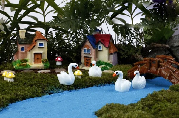 Classic Maxbell 10pcs Miniature Dollhouse Bonsai Fairy Garden Landscape Swan Decor White Safe