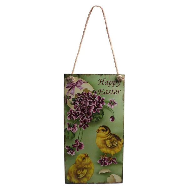 Natural Maxbell Rustic Wooden Chicken Floral Easter Door Wall Hanger Memorial Jesus Resurrection Directional Sign Sustainable