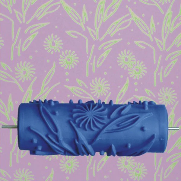 Casual Maxbell 15cm Wall Decoration Empaistic Flower Pattern Painting Roller for Decoration Machine DIY - Blue Healthy
