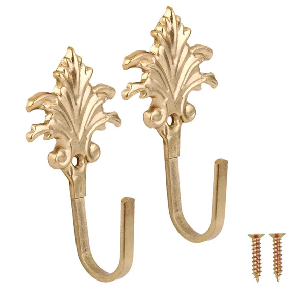High-Grade Maxbell 2Pcs Vintage Maple leaves Curtain Tieback Tassel Hooks Door Wall Hook Golden Fine Crafted