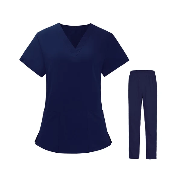 Proven Maxbell Women Nurse Uniform Short Sleeved Top and Pants for Beauty Salon Workwear XL Navy Blue Responsible