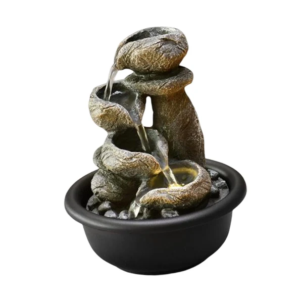 Functional Maxbell Indoor Waterfall Fountains Mini Waterfall Flowing Water Ornament Waterscape Style A Trendy