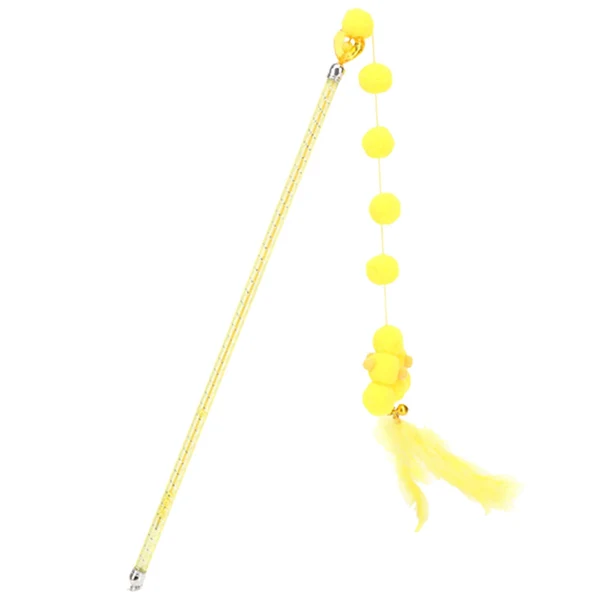 Premium Material Maxbell Cat Teaser Interactive Toy Exercising IQ Improving Funny Teasing Wand Yellow High-End