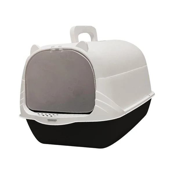 Long-Lasting Maxbell Cat Litter Box with Lid Portable Anti Splashing Easy Tidy Handle black Advanced