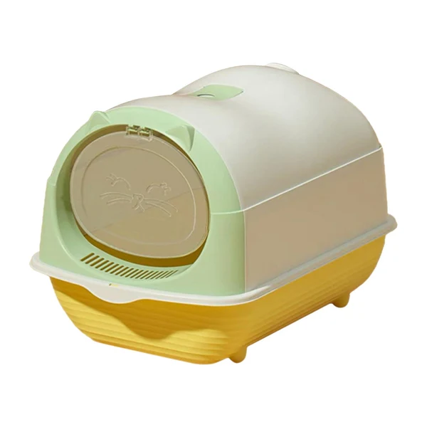 Top-Quality Maxbell Hooded Cat Litter Box Enclosed and Covered Detachable with Front Door Flap Light Green Artisan