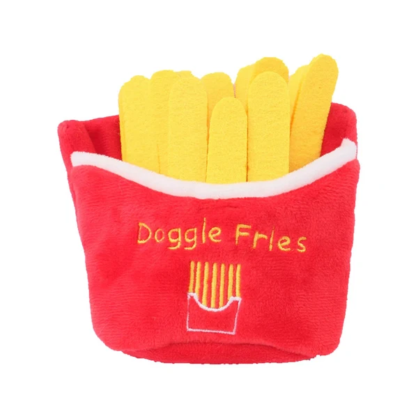 Reliable Maxbell Dog Squeak Food Shaped Chew Toy Durable Doll for Medium Large Dogs Fries 15x15cm Easy-to-Use