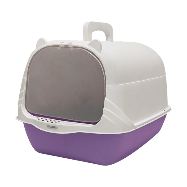 Quality Maxbell Cat Litter Box with Lid Portable Anti Splashing Easy Tidy Handle violet Elite