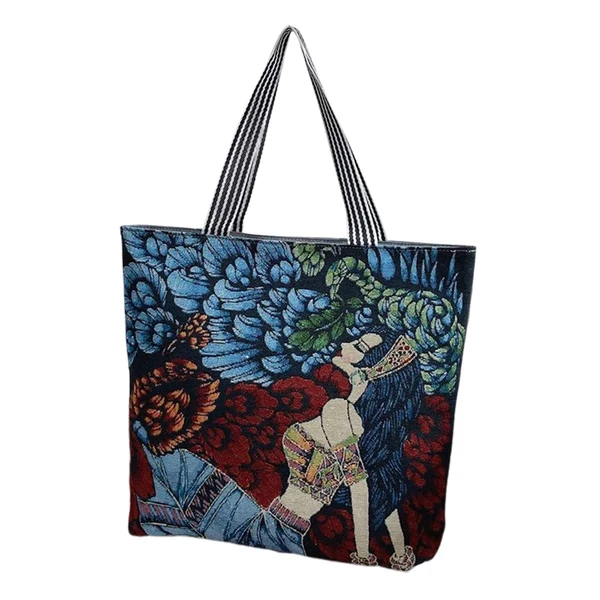 Long-Lasting Maxbell Tote Bag Shopping Bag Canvas Grocery Bags Beach Bag Coloured Pattern Durable Style D