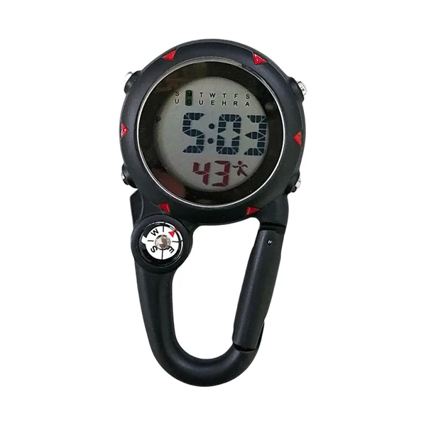 Premium Material Maxbell Digital Carabiner Watch Clip Unisex Pocket Watch Luminous for Outdoor Sports Black Innovative