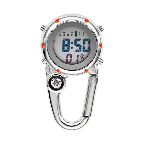 Pure Maxbell Digital Carabiner Watch Clip Unisex Pocket Watch Luminous for Outdoor Sports Orange User-Friendly