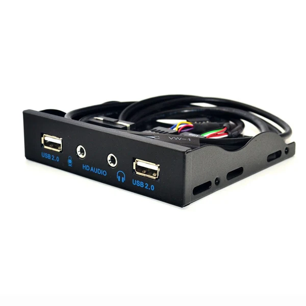 High-Performance Maxbell 3.5inch 9Pin to USB 2.0 Hub Front Panel 2 USB 2.0 Ports Mic Interface for PC Black Fashionable