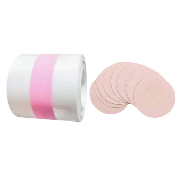 Natural Maxbell 10x Reusable Nipple Covers 5M breast tape Pasties Sticky Pink Round User-Friendly