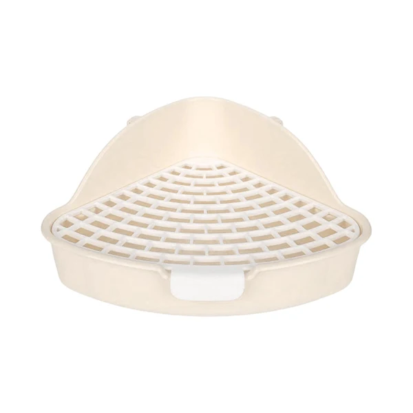 Sustainable Maxbell Medium Rabbit Litter Box Potty Triangle with Grid for Chinchilla Rabbit Beige Optimized