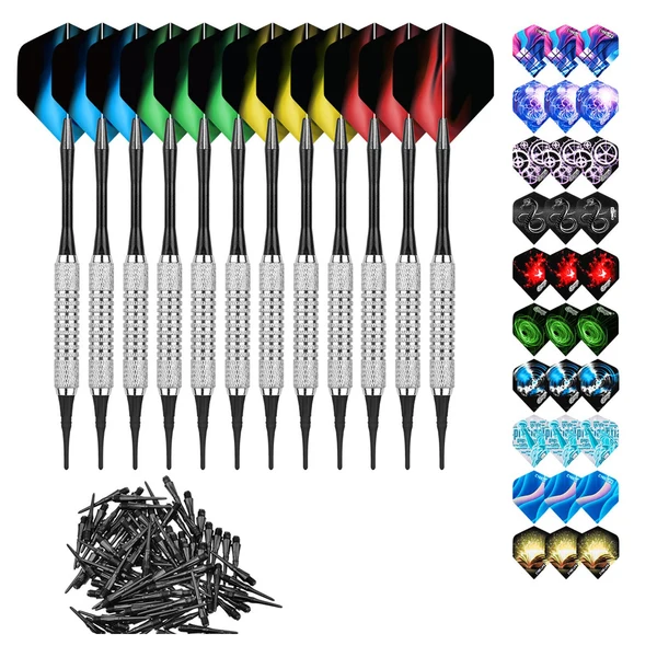 Selected Maxbell Professional Soft Tip Darts Set with 100 Dart Tips 30 Flights Metal Shafts Argent Barrels Healthy
