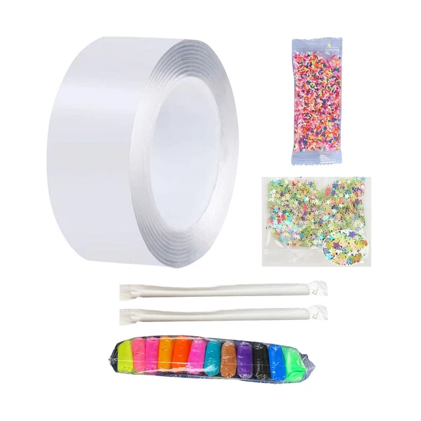 Artisan Maxbell Multifunctional Double Sided Tape Funny for Blowing Bubble Toy 2mmx5cmx3m Sequins Breathable