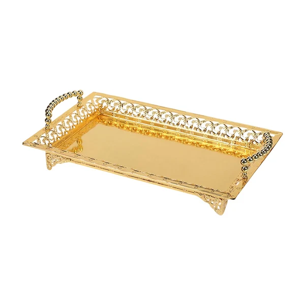 Optimized Maxbell Iron Food Tray Serving Platter Table Organizer for Home Kitchen Dessert Aureate First-Class