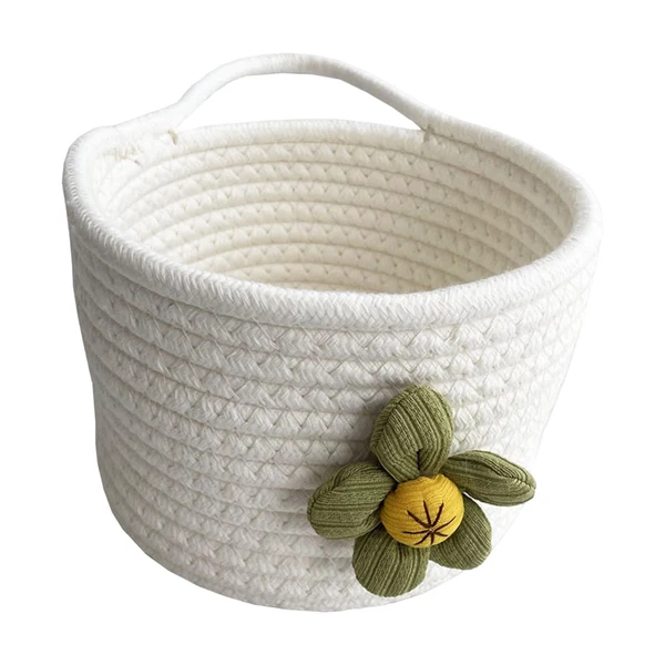 Secure Maxbell Round Basket Flower Arrangement with Handle for Bedroom Party Indoor Outdoor White Expertly Made