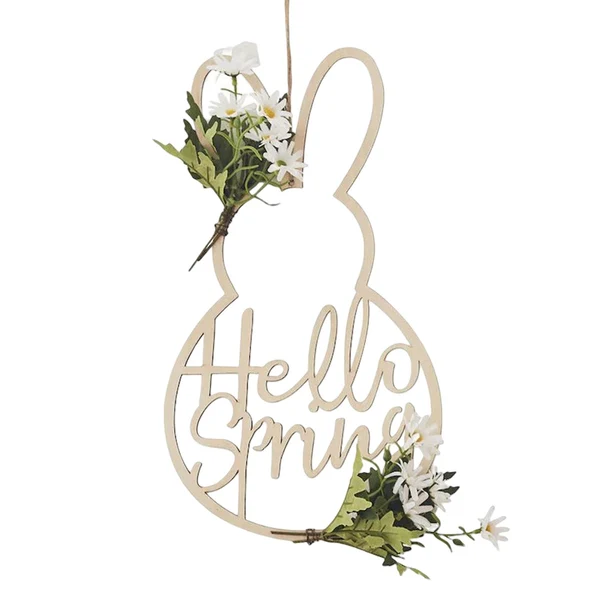 Fast Maxbell Bunny Garland Easter Rabbit with Ears Wreath for Front Door Wedding Holiday Minimalist