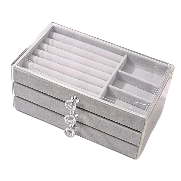Verified Maxbell Acrylic Jewelry Organizer with 3 Drawers Sturdy for Woman and Girls Elegant High-End