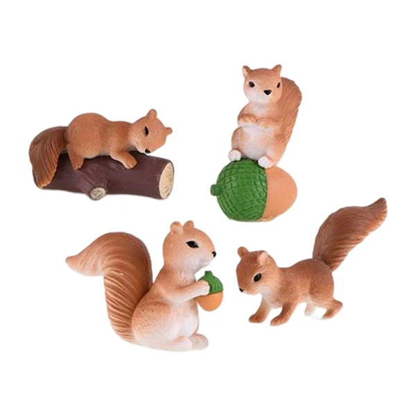 Stylish Maxbell istic Miniature Squirrel Figure 4Pack for Automobile Desk Decoration A Reliable