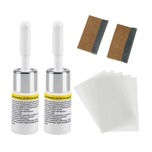 Recyclable 2Pcs Automotive Glass Repair Fluid Windshield Resin Crack Tool DIY Car Fix White Casual