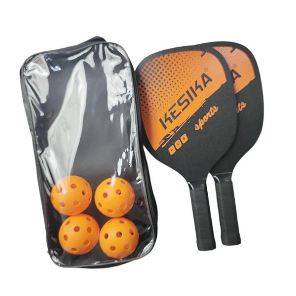 Classic Maxbell Pickleball Paddles Set Rackets Wood with 4 Balls Carry Bag for Adults Women Orange Artisan