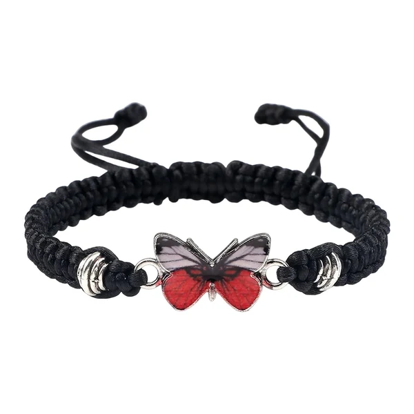 Authentic Maxbell Strand Braided Butterfly Charm String Bracelet Casual for Women Men Black Premium