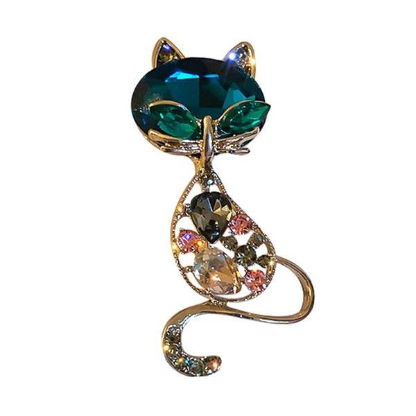 Durable Maxbell Green Cat Brooch Pin Luxury Animal Gift for Backpacks Clothing Jacket Responsible