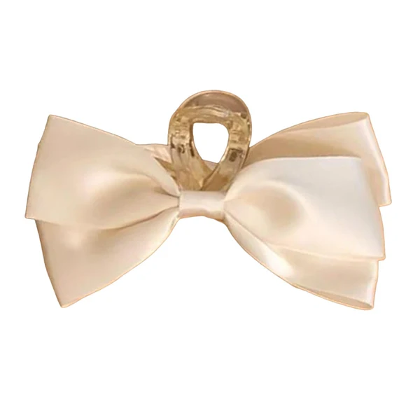 Premium Maxbell Elegant Bowknot Hair Claw Clip Cloth Decorative for Thin Hair or Thick Hair White Contemporary