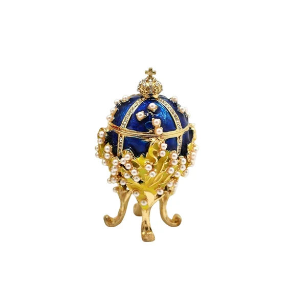Natural Maxbell Enameled Trinket Box with Rhinestones Vintage style Crafts for Easter Blue Elite