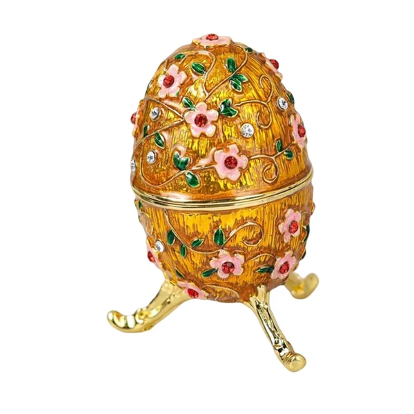 Contemporary Maxbell Sparkling Egg Trinket Box Earring Holder Case for Easter Anniversary Party Aureate Flexible