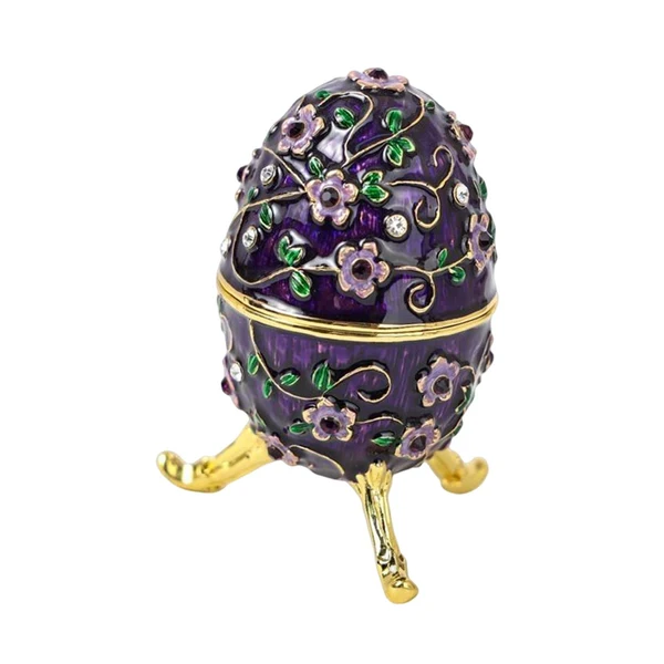 Carefully Designed Maxbell Sparkling Egg Trinket Box Earring Holder Case for Easter Anniversary Party Purple Elite