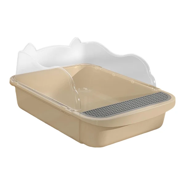 First-Class Maxbell Semi Closed Cat Litter Box Deep Toilet Kitty Litter Pan Litter Tray 43x28x18cm Khaki Selected