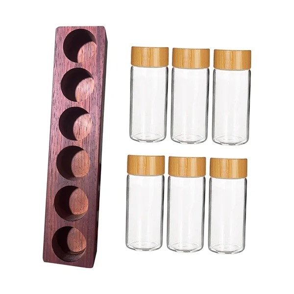 Professional Maxbell Coffee Beans Storage Containers with Stand Party Decorations for Coffee Shop 6 Holes Rosewood Proven