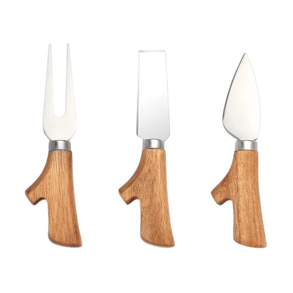 Proven Maxbell 3 Pieces Cheese Knife Kit Wooden Handle for Bakery Kitchen Utensils Home Use Lightweight
