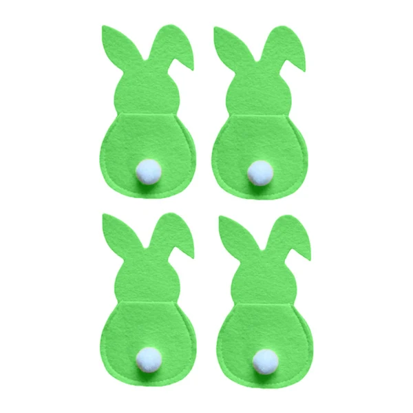 Contemporary Maxbell 4x Easter Cutlery Bag Bunny Cutlery Holder Universal for Table Ornaments Green Responsible
