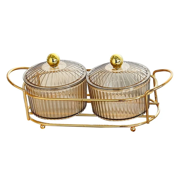 Elegant Maxbell Luxury Snack Dishes Multi Use Condiment Tray with Holder for Picnic Candies Brown 2 Bowls Exclusive
