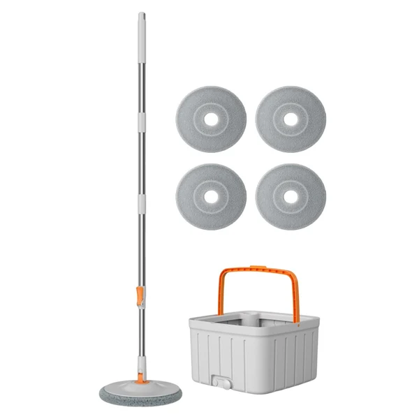 Enhanced Maxbell Rotatable Round Flat Floor Mop Bucket Set Floor Cleaning System with 4 Pads Environmentally Friendly