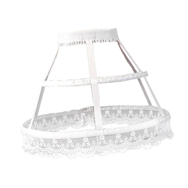 Fine Maxbell Women 2 Hoops Pannier Petticoat Skirt Birdcage Ruffles for Wedding Cosplay white High-Grade