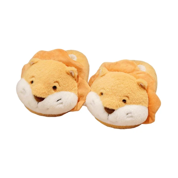 Unique Maxbell Novelty Women Plush Slippers Indoor Anti Slip Household Home Birthday Gift Lion Orange Practical