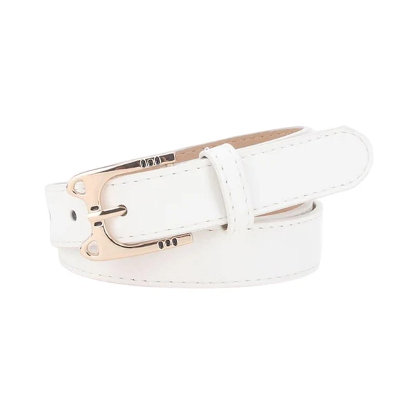 Efficient Maxbell Women's Leather Belts Adjustable Waist Band Metal Prong Buckle Versatile White Relaxed