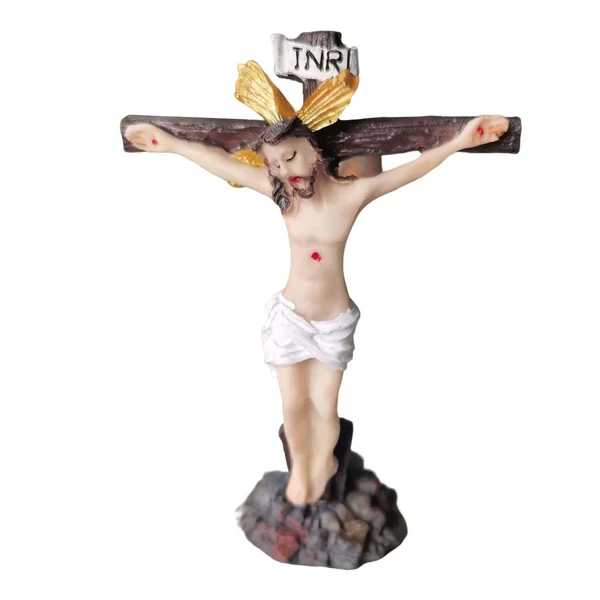 Carefully Designed Maxbell Jesus Statue Cross Figurine Resin Craft for Chapel Decor Housewarming Gifts Smart