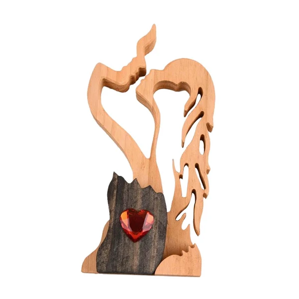 Premium Material Maxbell Handmade Pine wood Kiss Statue Figurine Indoor Decor Delicate Romantic Genuine