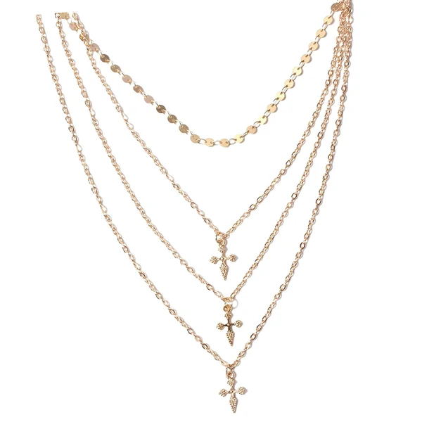 Smart Maxbell Fashion Long Layered Necklaces Cross Pendant for Women daily Wear Genuine
