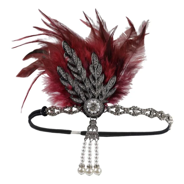 Crafted Maxbell Fascinator Headband Hair Chain Wedding Headdress Photo Props Costume Ball Black Rose Red Secure