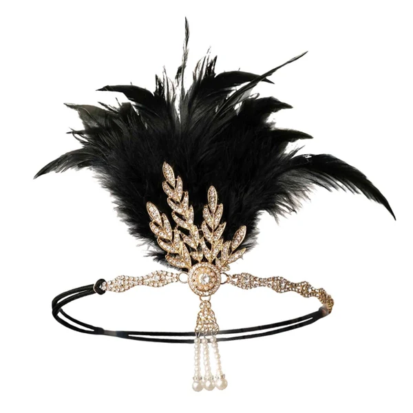 Efficient Maxbell Fascinator Headband Hair Chain Wedding Headdress Photo Props Costume Ball Aureate Black Long-Lasting